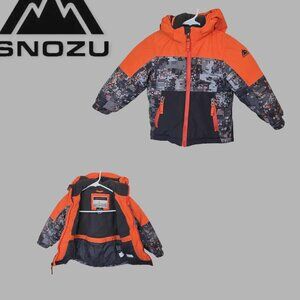 Snozu Gray Orange  Puffer Hooded Ski Winter Snow Waterproof Coat Jacket Kids 3t
